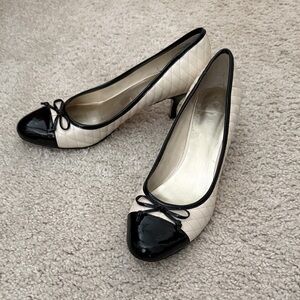 Nine West Black and Cream Quilted Heels